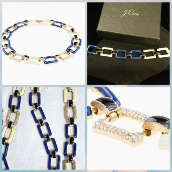 J. Crew enamel pave link necklace & bracelet